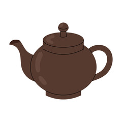 Teapot. Teaware. Kitchenware. Ceramic or clay teapot icon on white background.
