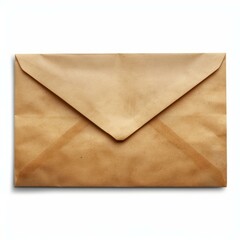 Old brown stained and textured paper envelope isolated on white background