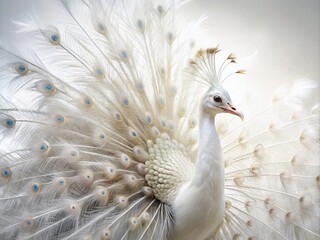 Fototapeta premium Double Exposure Peacock Feathers: White Bird Surreal Art Photography