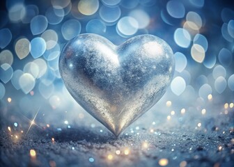 Obraz premium Double Exposure Silver Heart Emoji Photography: Surreal Silver Heart Emojis, Abstract Silver Heart Background, Romantic Silver Hearts, Double Exposure Effect, Artistic Heart Photography