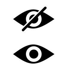 visible and invisible icon vector on white background. eye icon