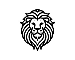 Lion head logo, lion head icon, lion face logo. Simple silhouette. Flat style. Black lion face icon logo. Logo design template. Vector illustration. Animal logotype concept.
