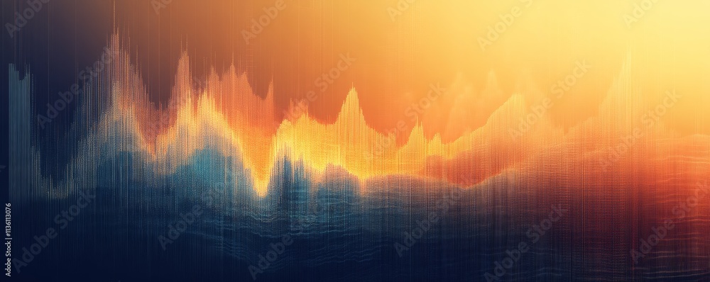 Poster abstract digital waveforms with vibrant colors and