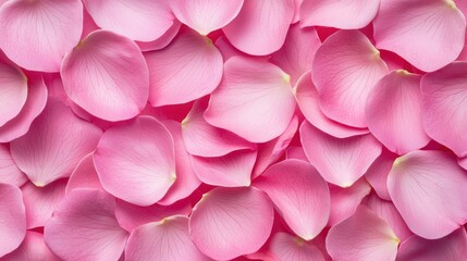 Obraz premium Pink flower petals scattered across a background. Concept of beauty and delicacy, as the petals are arranged in a way that creates a soft and gentle appearance