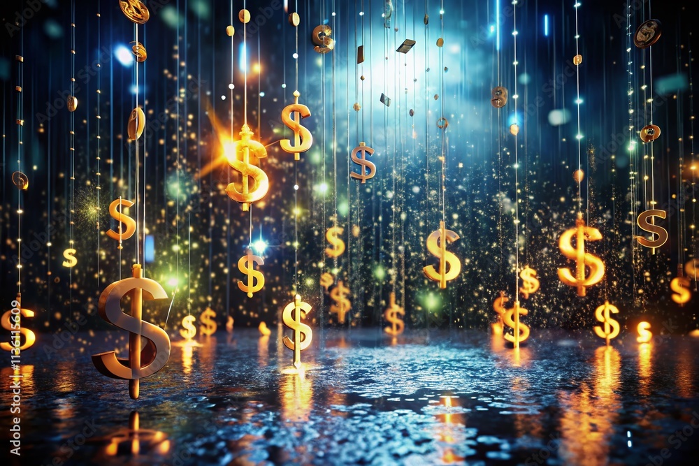 Aufkleber dynamic animation of falling dollar symbols creating a captivating rain effect, ideal for business a