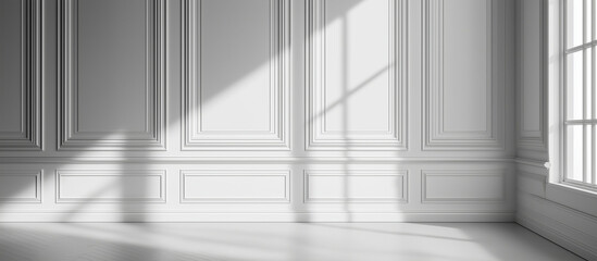 Obraz premium an empty wall with classic white paneling, close-up.