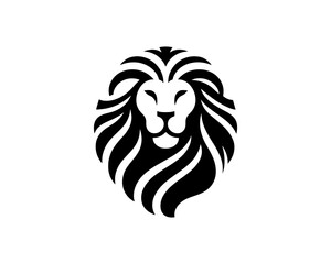 Lion head logo, lion head icon, lion face logo. Simple silhouette. Flat style. Black lion face icon logo. Logo design template. Vector illustration. Animal logotype concept.
