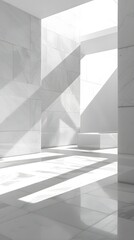 A white bathroom with a bench and a window