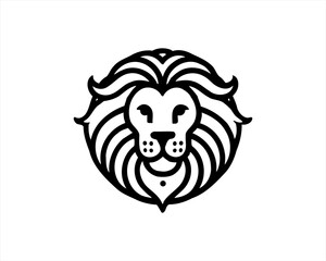 Lion head logo, lion head icon, lion face logo. Simple silhouette. Flat style. Black lion face icon logo. Logo design template. Vector illustration. Animal logotype concept.