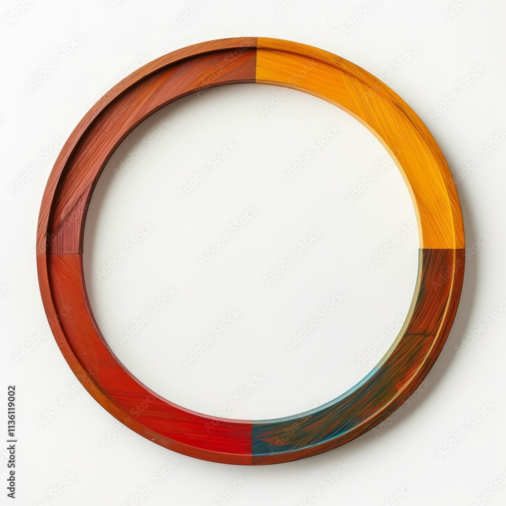 Poster vibrant wooden circle with multiple colors creating an artistic design, perfect for art and design p