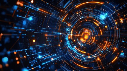 Fototapeta premium Abstract visuals of dynamic digital circuits in a futuristic tech environment