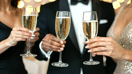 Celebrating Milestone Event with Champagne Toast