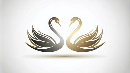 Obraz premium Elegant Swan Silhouettes Collection on White Background for Minimal Logo Designs and Contemporary Architectural Aesthetics in Graphic Design and Branding