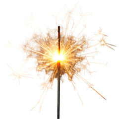 A burning sparkler isolated on transparent background