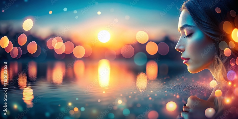 Aufkleber embracing release and ease through generative ai: a dreamy bokeh effect photo capturing tranquility,