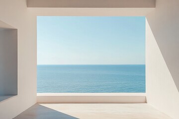 Summer light interior design coastal beach view minimalist aesthetic serene environment modern perspective relaxation concepts