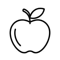 apple icon, fall line art, fall icon - simple black line art icon of apple, symbolizing fall celebrations. fall vector art.
