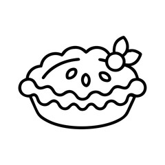 berry pie icon, fall line art, fall icon - simple black line art icon of berry pie, symbolizing fall celebrations. fall vector art.