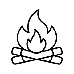 bonfire icon, fall line art, fall icon - simple black line art icon of bonfire, symbolizing fall celebrations. fall vector art.