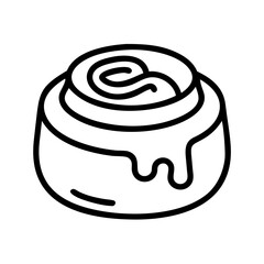 cinnamon roll icon, fall line art, fall icon - simple black line art icon of cinnamon roll, symbolizing fall celebrations. fall vector art.