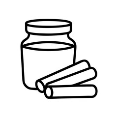 cinnamon spice jar icon, fall line art, fall icon - simple black line art icon of cinnamon spice jar, symbolizing fall celebrations. fall vector art.