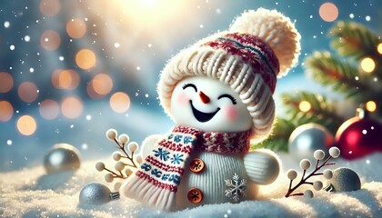 Obraz premium Festive Snowman in a Winter Wonderland