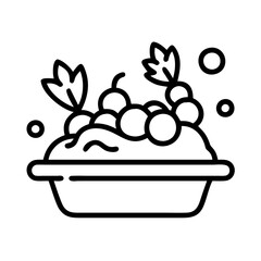 cranberry sauce icon, fall line art, fall icon - simple black line art icon of cranberry sauce, symbolizing fall celebrations. fall vector art.