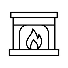fireplace with fire icon, fall line art, fall icon - simple black line art icon of fireplace with fire, symbolizing fall celebrations. fall vector art.