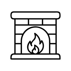 fireplace with fire icon, fall line art, fall icon - simple black line art icon of fireplace with fire, symbolizing fall celebrations. fall vector art.