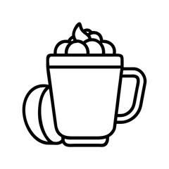Obraz premium pumpkin spice latte icon, fall line art, fall icon - simple black line art icon of pumpkin spice latte, symbolizing fall celebrations. fall vector art.