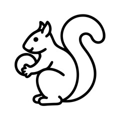 Obraz premium squirrel with acorn icon, fall line art, fall icon - simple black line art icon of squirrel with acorn, symbolizing fall celebrations. fall vector art.