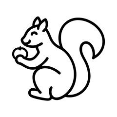 squirrel with acorn icon, fall line art, fall icon - simple black line art icon of squirrel with acorn, symbolizing fall celebrations. fall vector art.