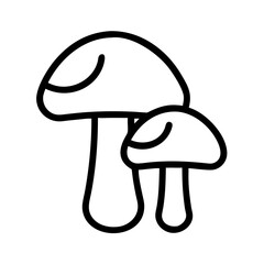 wild mushrooms icon, fall line art, fall icon - simple black line art icon of wild mushrooms, symbolizing fall celebrations. fall vector art.