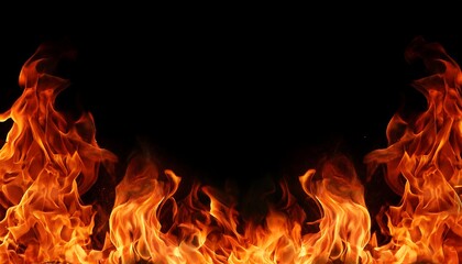 Fototapeta premium Vibrant flames dancing in a dark background with ample space for text or design elements. Generative AI