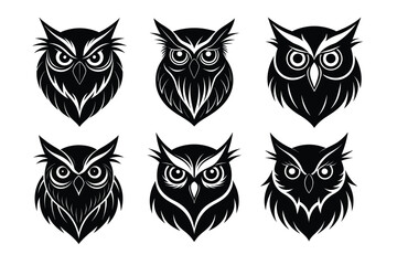 Set Of owl bird silhouette