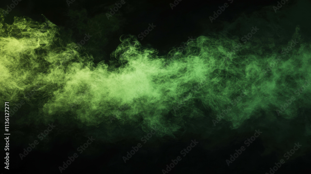 Poster ethereal green mist floating gently in a mysterious fog effect