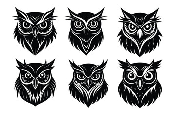 Set Of owl bird silhouette