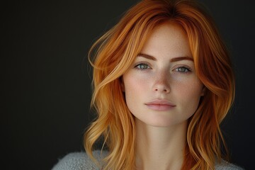 Naklejka premium Redhead Woman Portrait Freckles Natural Beauty