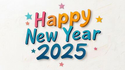 Elegant and Happy New Year 2025 Celebration Text in Curvy Font Design
