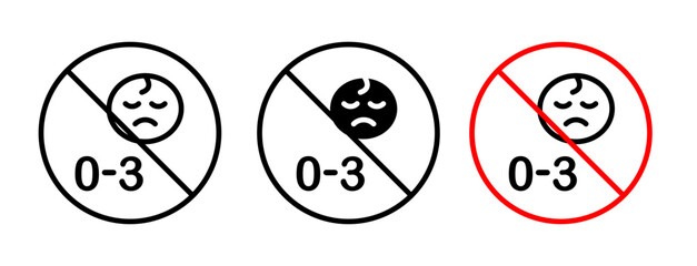 Age warning sign vector set