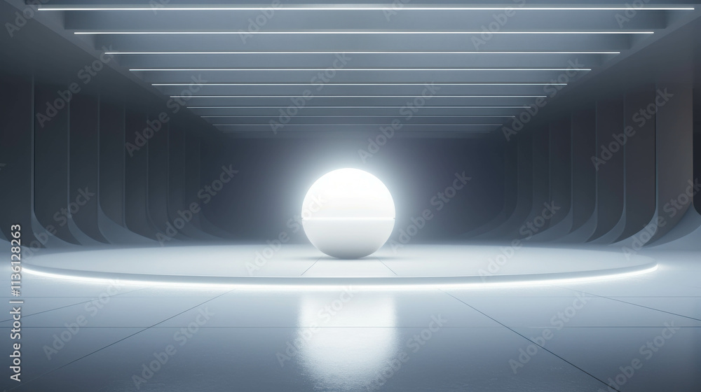 Aufkleber luminous floating sphere in a futuristic environment with sleek lines and light