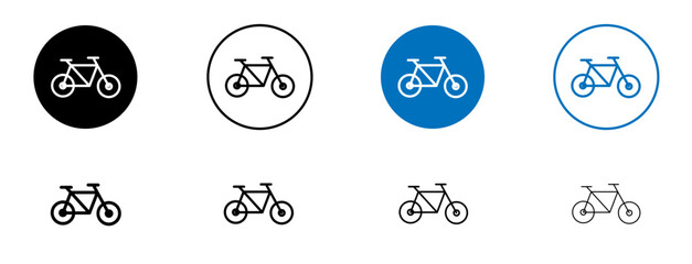 Bicycle icon set in black and blue colors