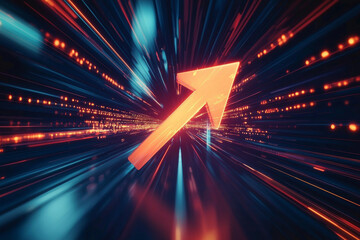 Dynamic Arrow of Progress in Futuristic Digital Tunnel