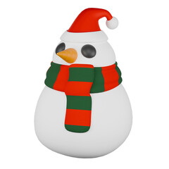 The snowman wearing a red hat and red green scarf, snowman wearing the santa hat, snowman icon, snowman symbol, snowman 3d icon, christmas snowman, snowman with isolated white 