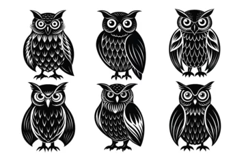 Set Of owl bird silhouette