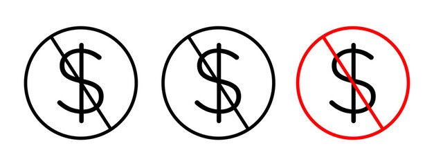 No dollar sign vector set