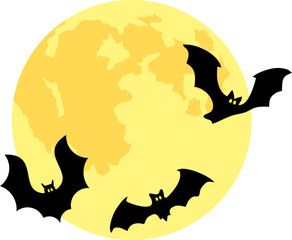 Halloween Moon With Bats