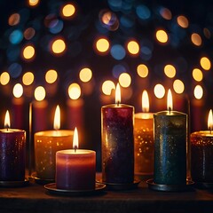 burning candles on a wooden background
