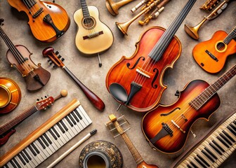 Naklejka premium Flat Lay Photography Musical Instruments