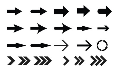 Arrow icon set. Arrows vector collection. Arrow. Black arrows icons. Cursor. Different arrow signs.